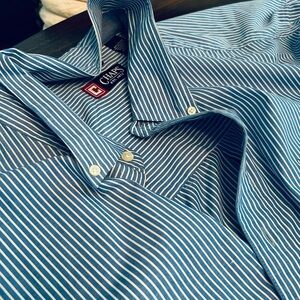Chaps Blue Casual Button Down Shirt